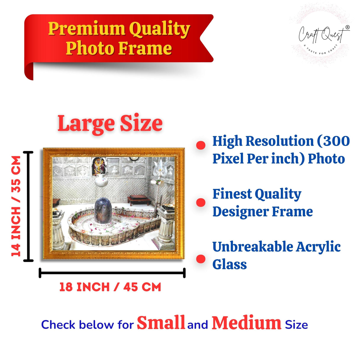 CRAFT QUEST Mahakal Shivling Photo Frame Shiv Mahadev Shiva Bholenath Mahakal Photo Frame, Religious Photo Frame