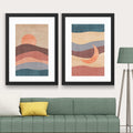 CRAFT QUEST Wall Art Decor Paintings | Set of 2 Sun Moon Wall Art Frames for Home Decoration | Ideal for Living Room, Bedroom & Office