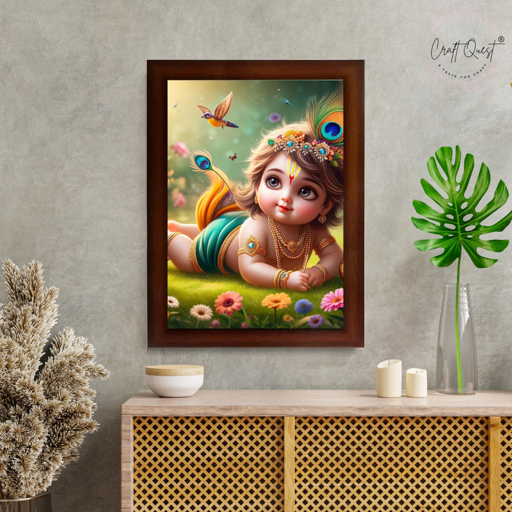 CRAFT QUEST Bal Gopal Krishna Photo For Pregnant Women Poster For Decoration Wall, Bedroom, Living Room,