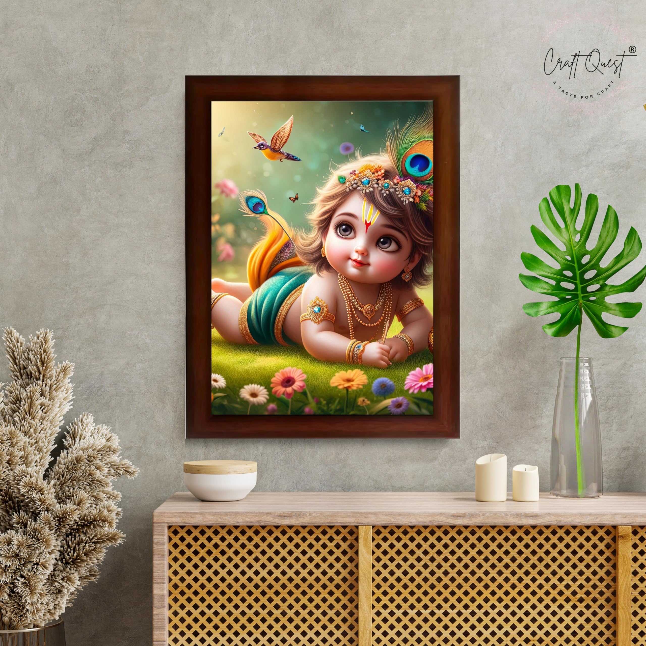 CRAFT QUEST Bal Gopal Krishna Photo For Pregnant Women Poster For Decoration Wall, Bedroom, Living Room,