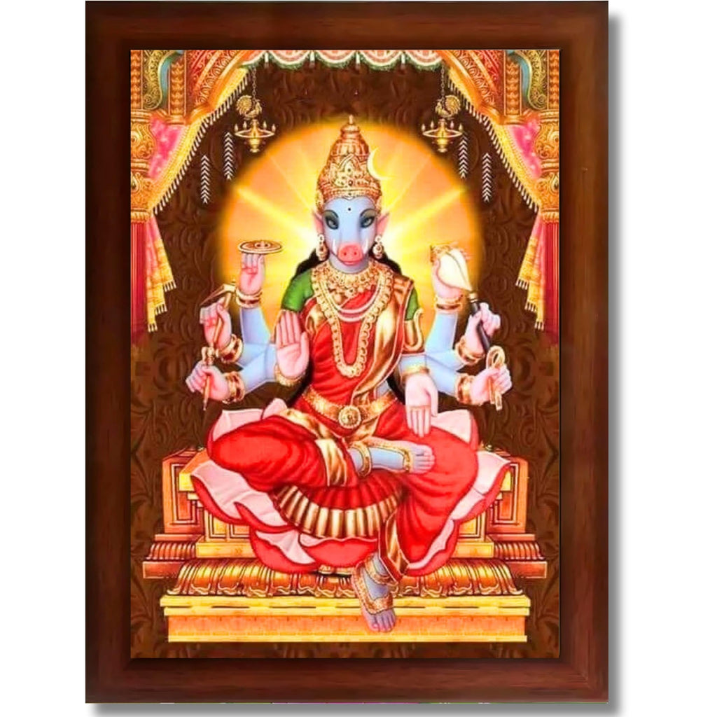 CRAFT QUEST God Varahi Amman Photo Varahi Wall Painting Photo Frame With Acrylic Glass| South Devi God Frame for Home, Office, Temple & Gifting