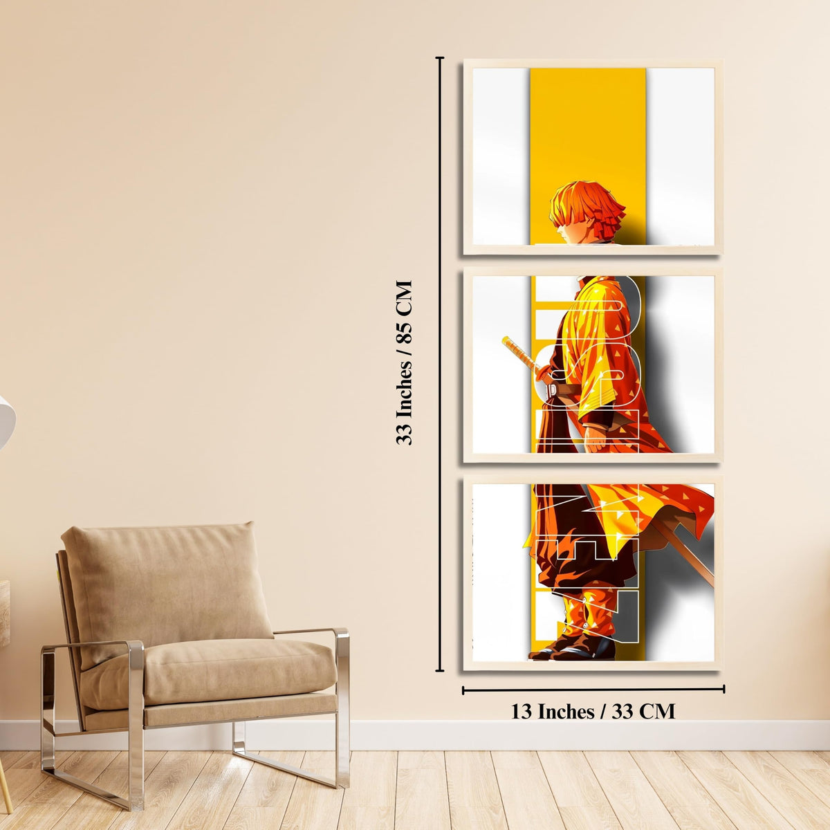 VENUXE ARTS Set Of 3 Anime Characters Wall Framed |Anime Characters Framed Poster for Living Room Bedroom Gaming Room Studio Wall Decor