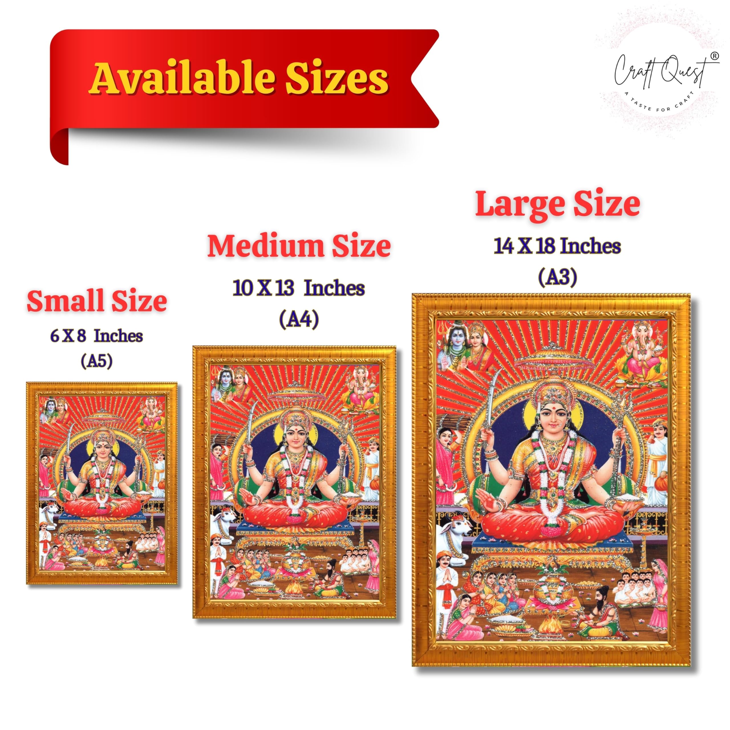 CRAFT QUEST Santoshi MataJi Color Photo Frame for Home Temple Pooja and Devotional Gift Item