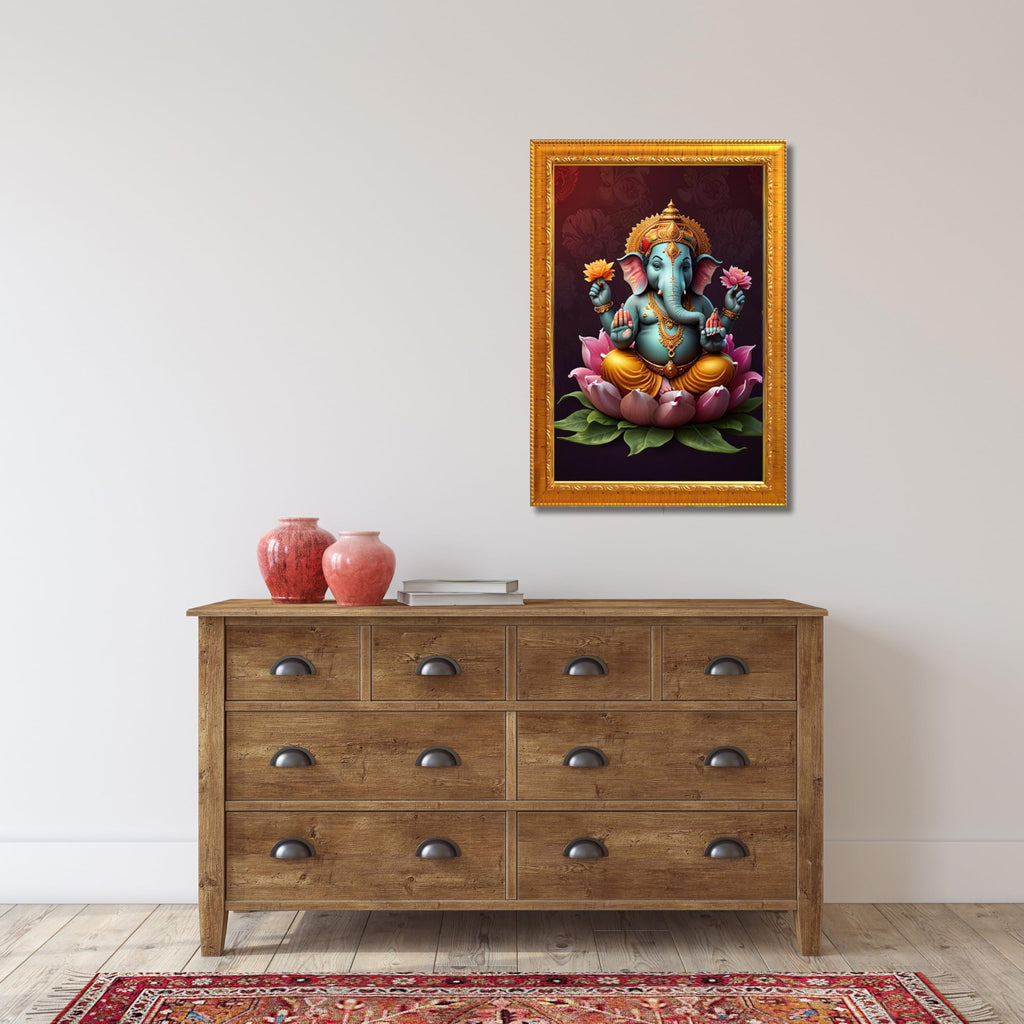CRAFT QUEST Lord Ganpati ji Wall Hanging Frame for Living Room, Bedroom, Office & Pooja Room Décor GA-214