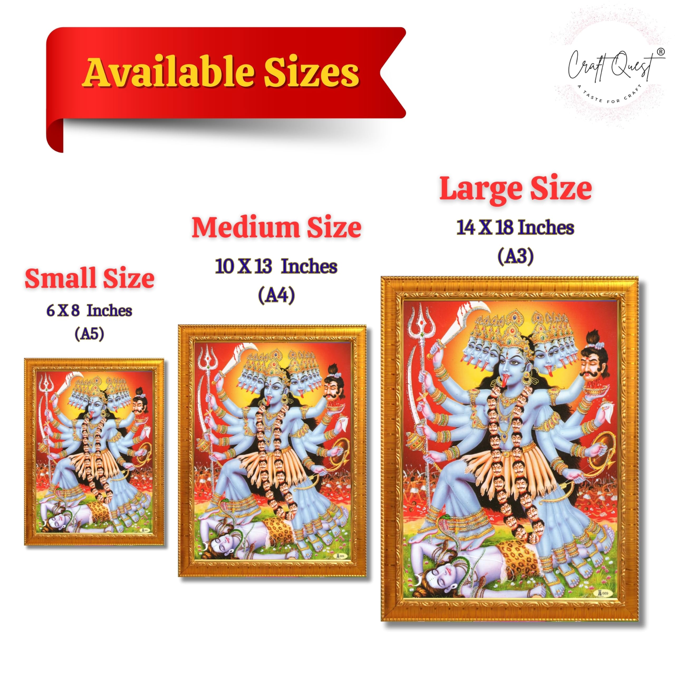 CRAFT QUEST Kali Mata Mahakali Shiv Shiva Wall Painting Framed Home Decor