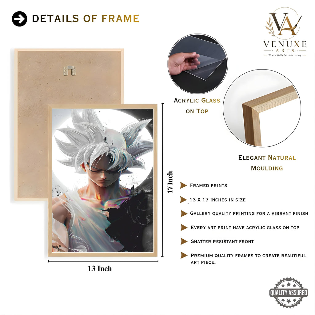 VENUXE ARTS Set Of 3 Anime Characters Wall Framed |Anime Characters Framed Poster for Living Room Bedroom Gaming Room Studio Wall Decor