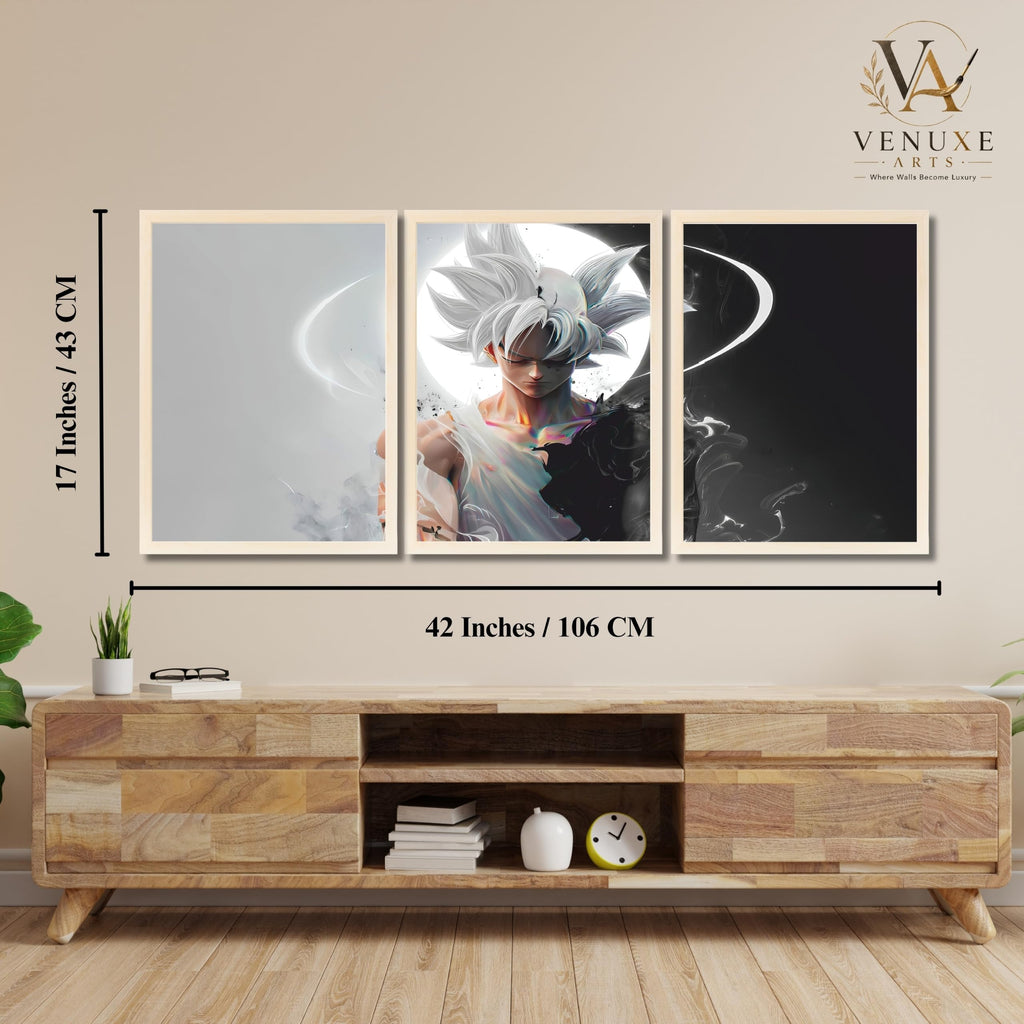 VENUXE ARTS Set Of 3 Anime Characters Wall Framed |Anime Characters Framed Poster for Living Room Bedroom Gaming Room Studio Wall Decor