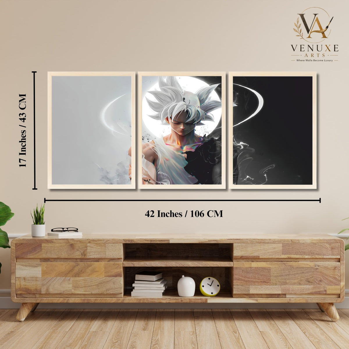 VENUXE ARTS Set Of 3 Anime Characters Wall Framed |Anime Characters Framed Poster for Living Room Bedroom Gaming Room Studio Wall Decor