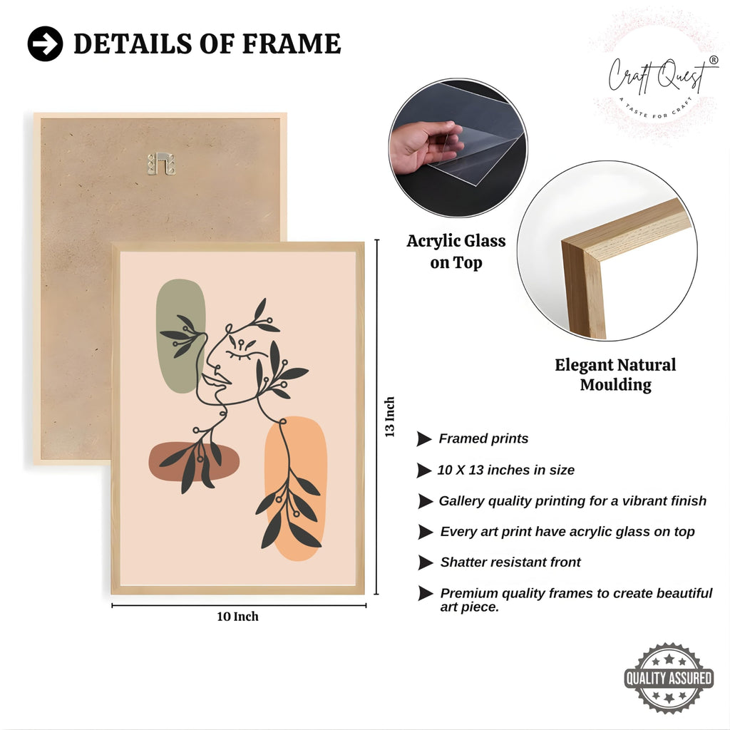CRAFT QUEST Wall Art Decor Paintings | Set of 3 BOHO Wall Art Frames for Home Decoratio | Ideal for Living Room, Offices & Bedroom