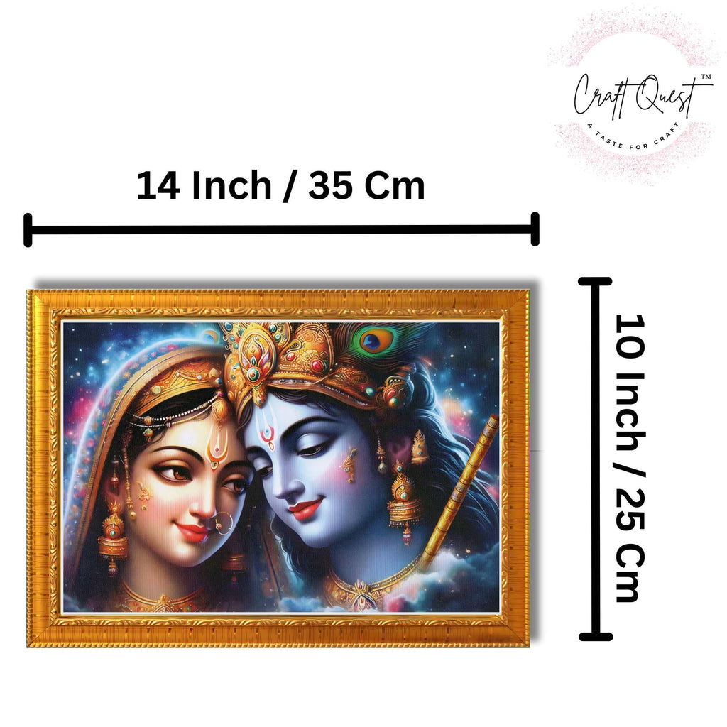 CRAFT QUEST Radha Krishna Art Photo Framed Painting for Home and Bedroom Wall Decoration of Size 14X10 Inches with Frame And Acrylic Glass RK208