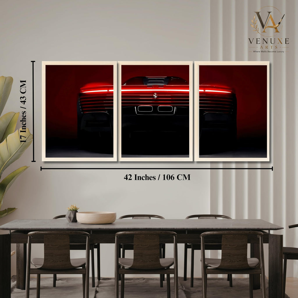VENUXE ARTS Set Of 3 Big Sports Cars Framed Posters Gift Items for Boys Room Wall Decoration Bedroom Living Room Office Studio Décor | Car Poster Frame for Wall Décor