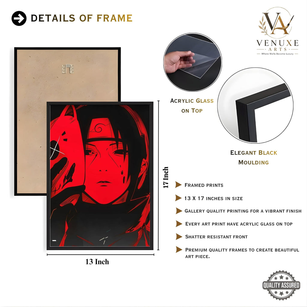 VENUXE ARTS Set Of 3 Anime Characters Wall Framed |Anime Characters Framed Poster for Living Room Bedroom Gaming Room Studio Wall Decor