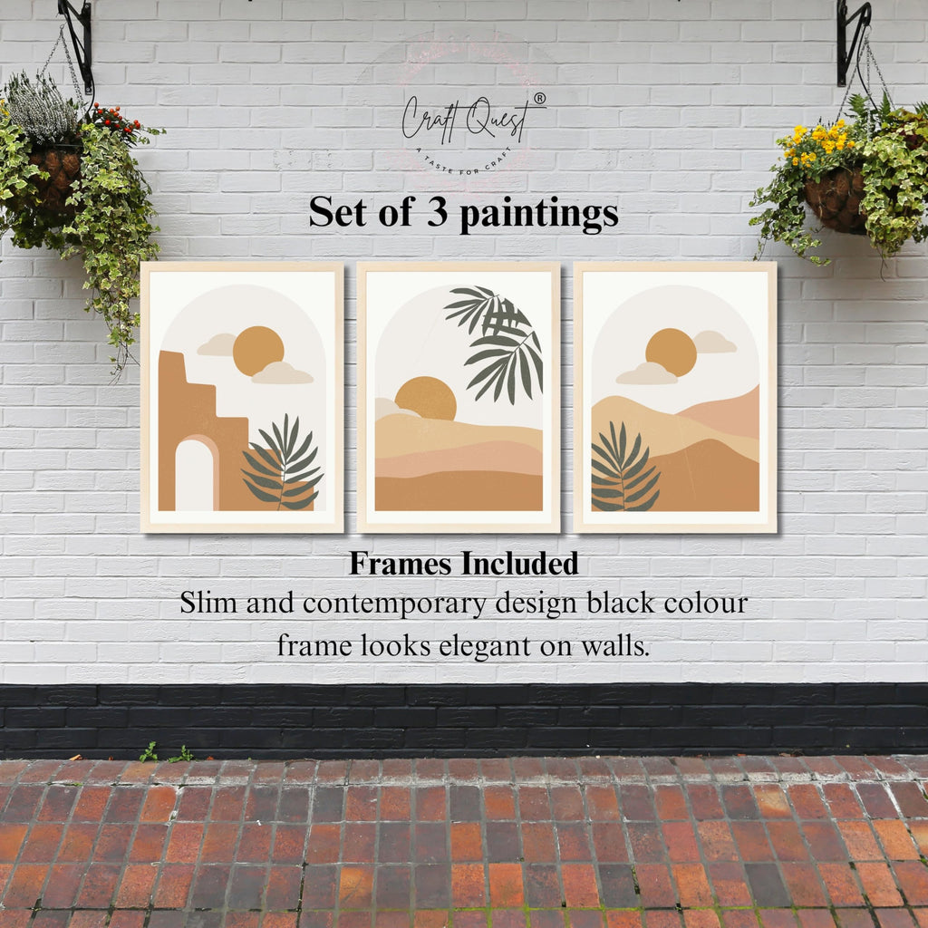CRAFT QUEST Wall Art Decor Painting | Set of 3 Abstract Wall Art Frames for Home Decoration | Ideal for Living Room, Bedrooms & Offices