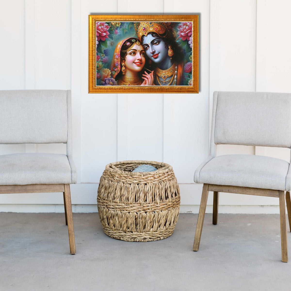 CRAFT QUEST Radha Krishna Art Photo Framed Painting for Home and Bedroom Wall Decoration of Size 14X10 Inches with Frame And Acrylic Glass RK205