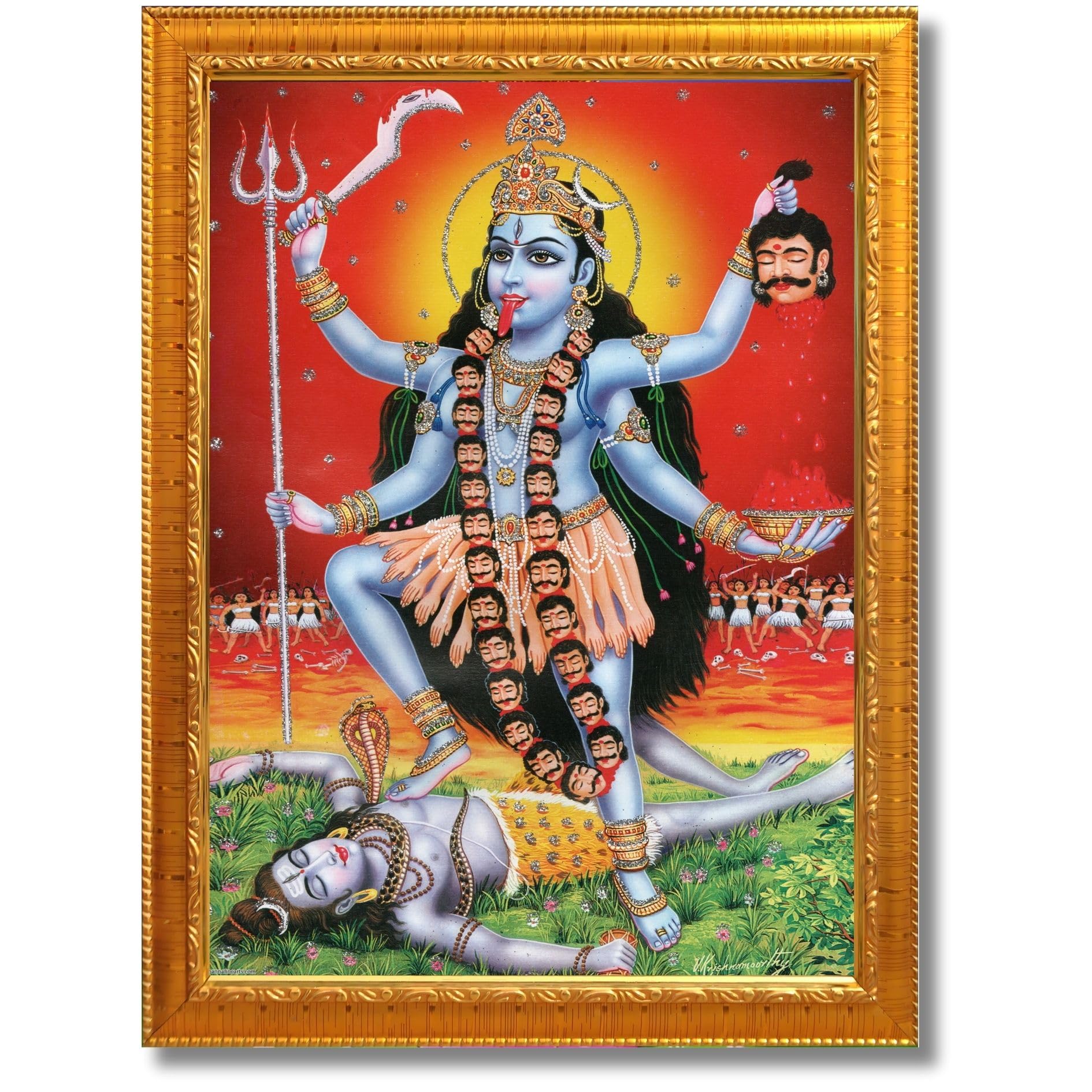 CRAFT QUEST Kali Mata photo with frame, God Religious Framed Painting
