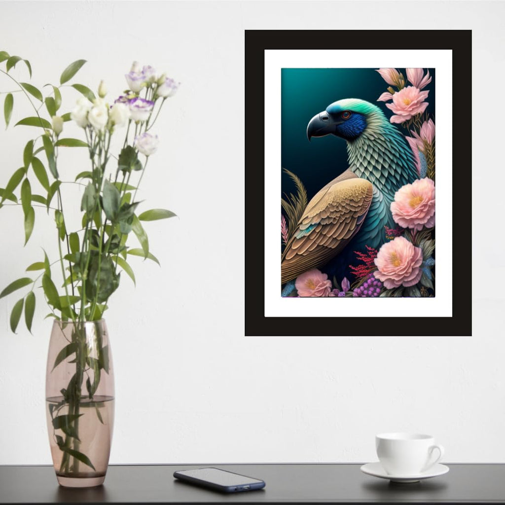 CRAFT QUEST Abstract Modern Art Painting Poster Frame for Home & Office Wall Decoration - Portrait, Wall Display (Black, 14x10 Inch Frame with Art Print) (Tropical Reverie)