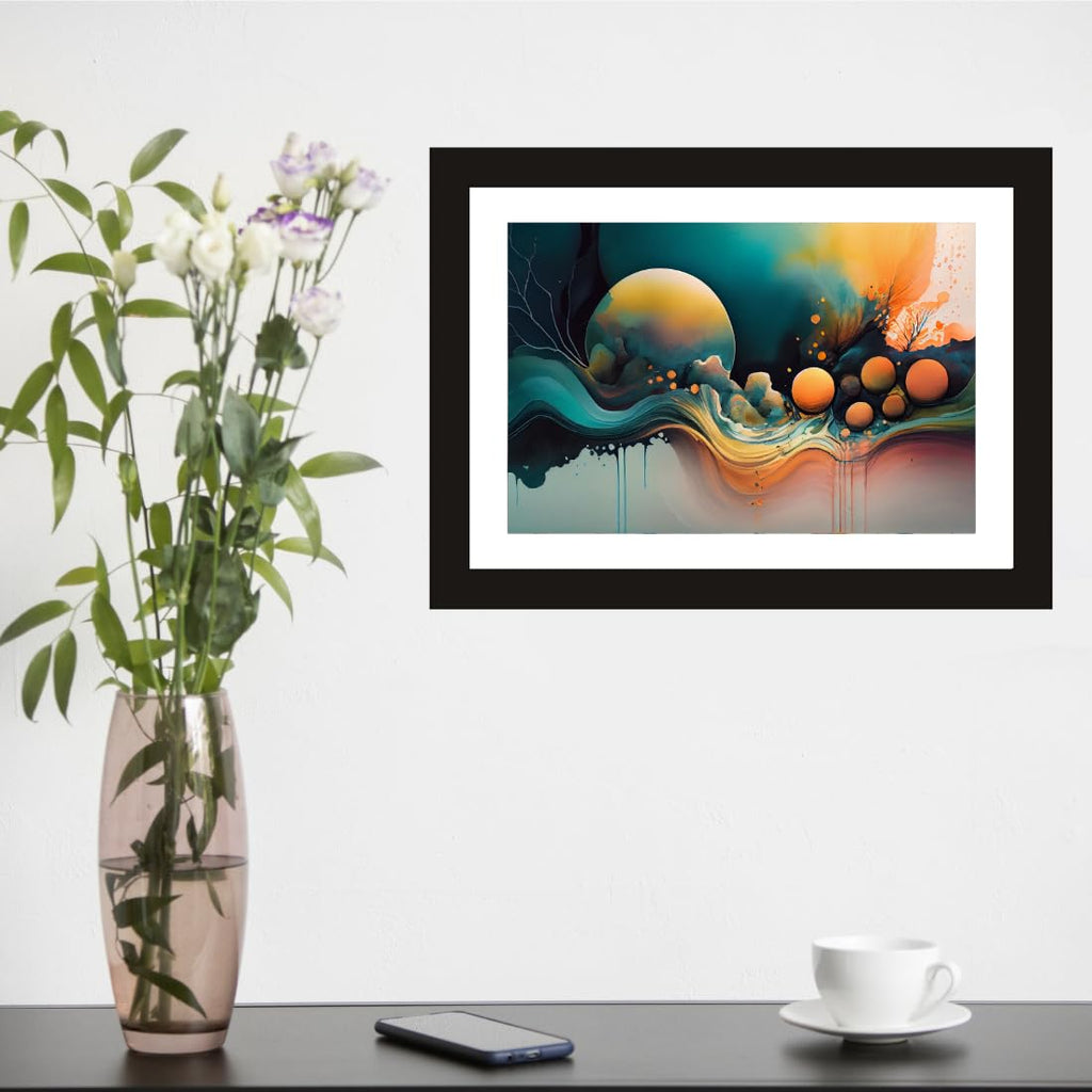 CRAFT QUEST Abstract Tropical Reverie Modern Art Poster Frame for Home & Office Wall Decoration - Portrait, Wall Display (Black, 14x10 Inch Frame with Art Print)