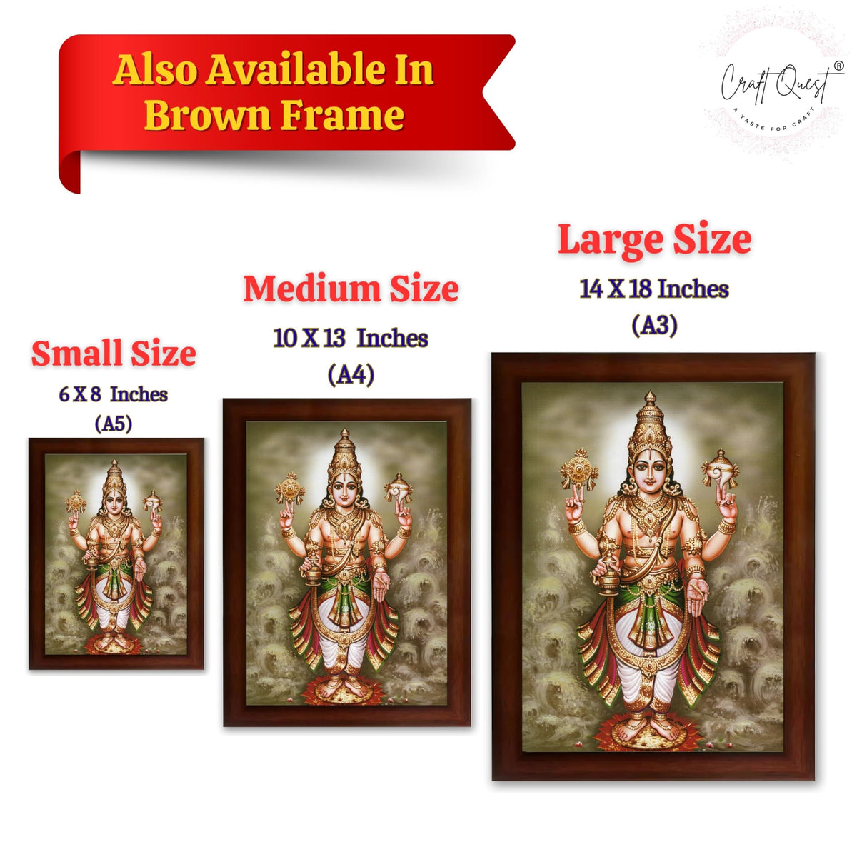 CRAFT QUEST Lord Dhanvantari Dhanwantri Wall Painting Photo Framed For Home, Pooja, Temple, Gift, Wall Décor Item