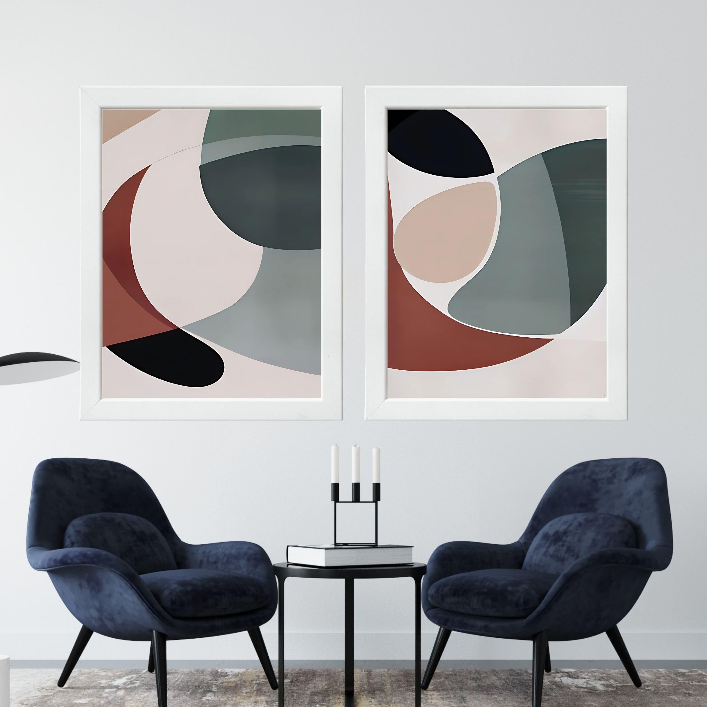 CRAFT QUEST Wall Art Decor Paintings | Set of 2 Minimalist Wall Art Frames for Home Decoration | Perfect for Living Room, Bedroom & Office