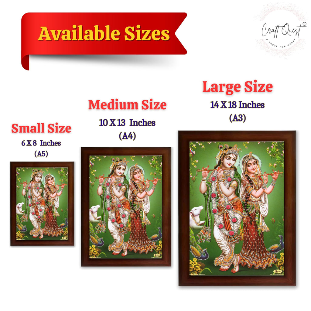 CRAFT QUEST Lord Radha Krishna Photo Frame Wall Painting Framed Home and room Décor