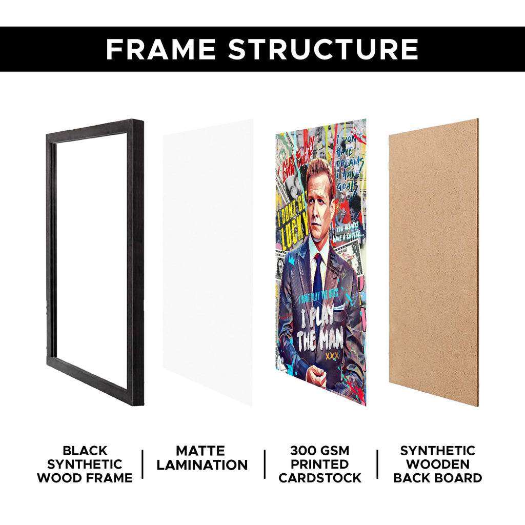 CodersParadise Wooden Harvey Spectre Wall Poster Frame 8×12 (A4 Size) Premium Hanging Art Frame|Stylish Wall Décor for Home, Bedroom & Living Room|Rectangular
