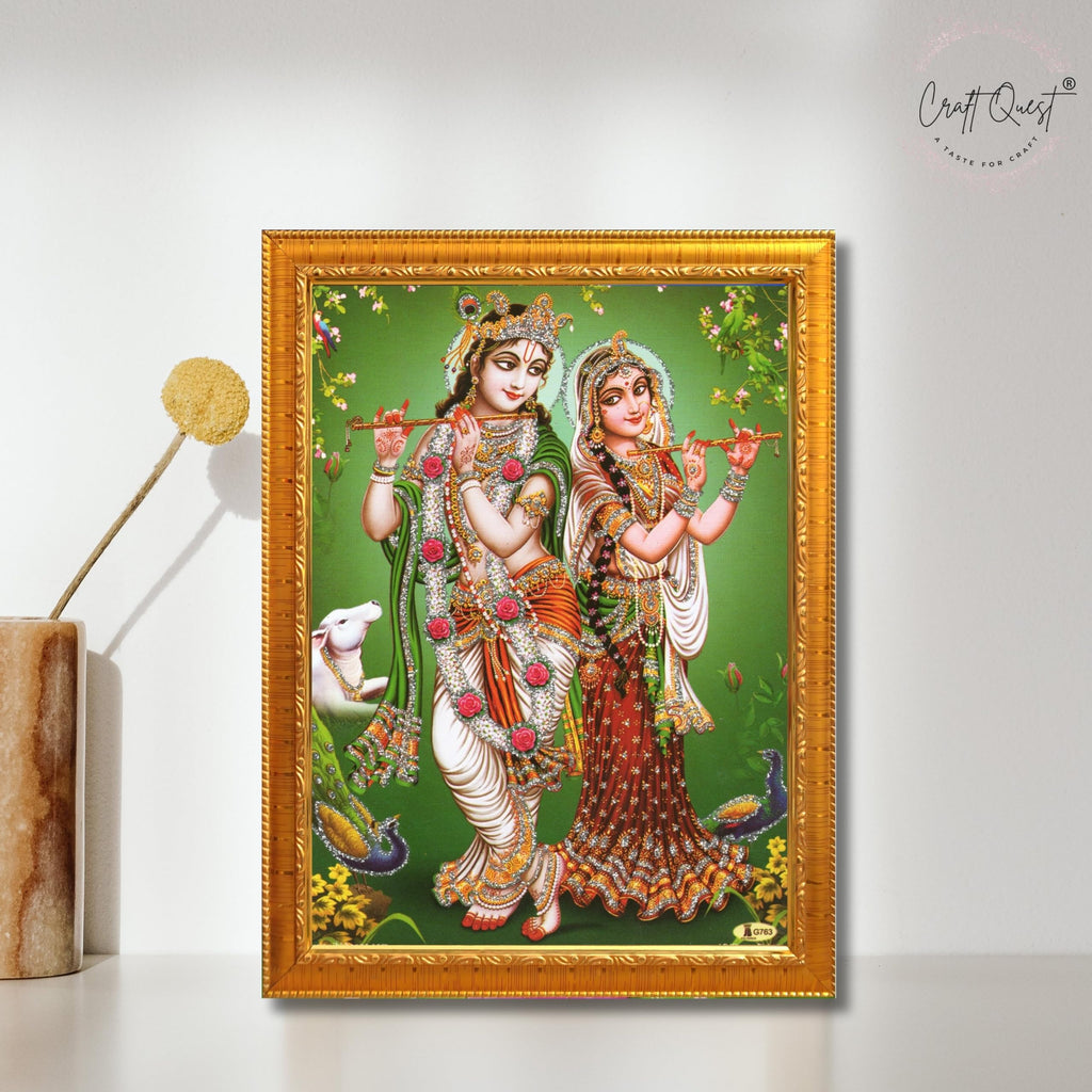 CRAFT QUEST Lord Radha Krishna Photo Frame Wall Painting Framed Home and room Décor