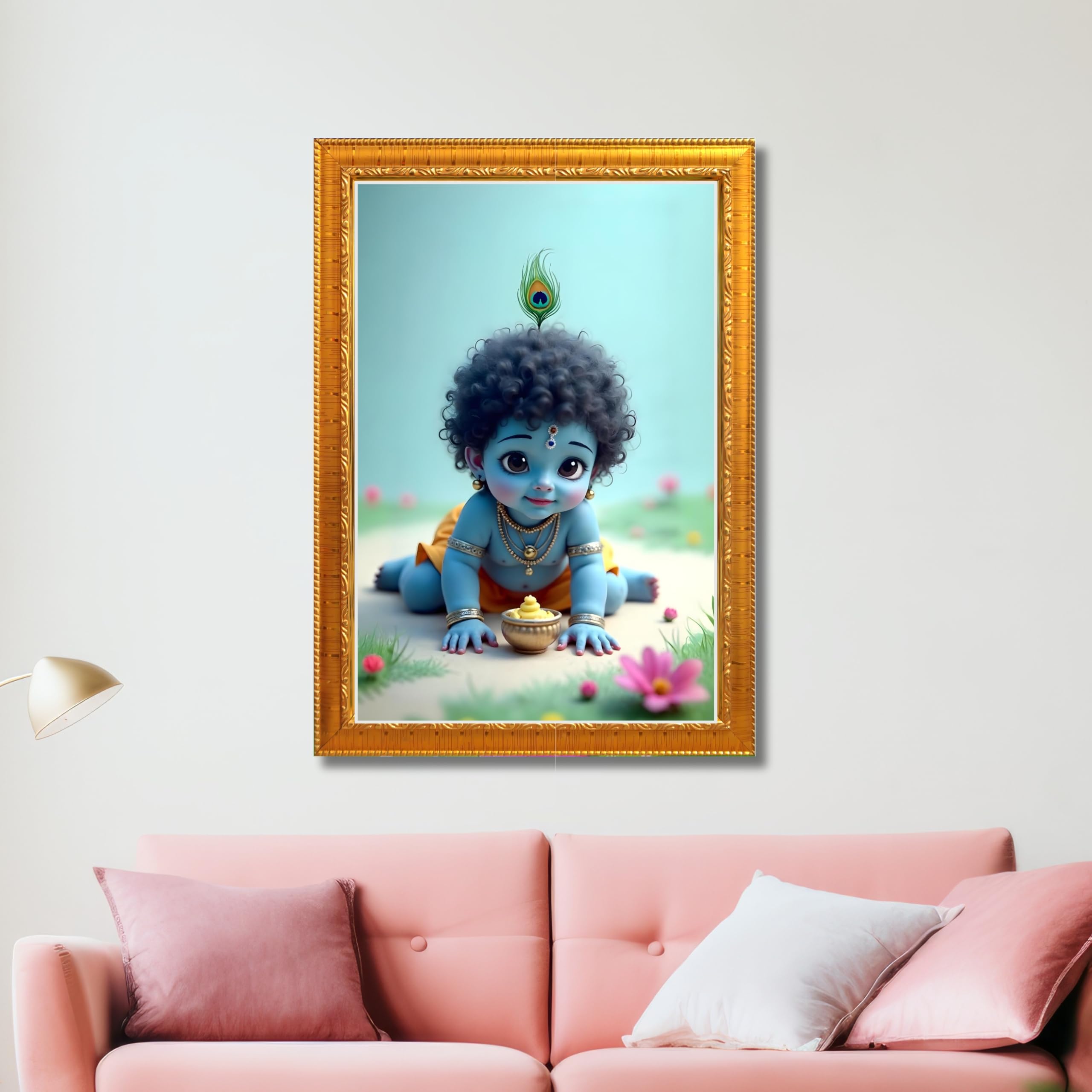 CRAFT QUEST Bal Gopal Painting | Krishna Photo Frames for Walls, Home, Bedroom, Living Room and Home Decor