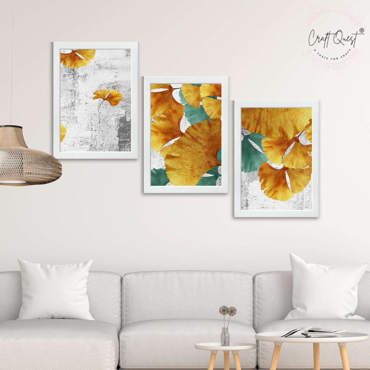 CRAFT QUEST Modern Art Rich Texture Abstract Wall Art | Set of 3 Frames for Home Decoration | Ideal for Living Room, Bedroom & Offices