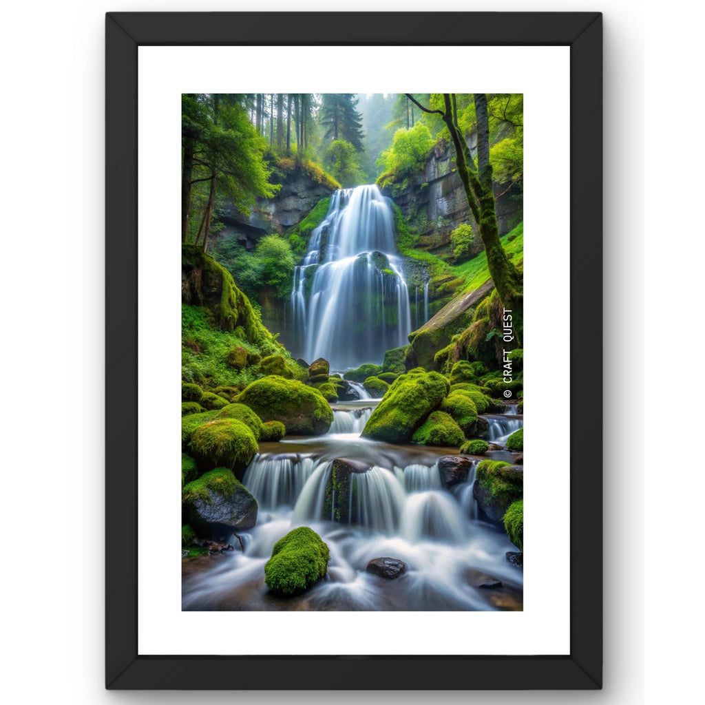 CRAFT QUEST Vastu Waterfall Landscape Scenery Photo Frame With Acrylic Sheet | Living Room, Bedroom | Home Decoration | Best Gifting Option