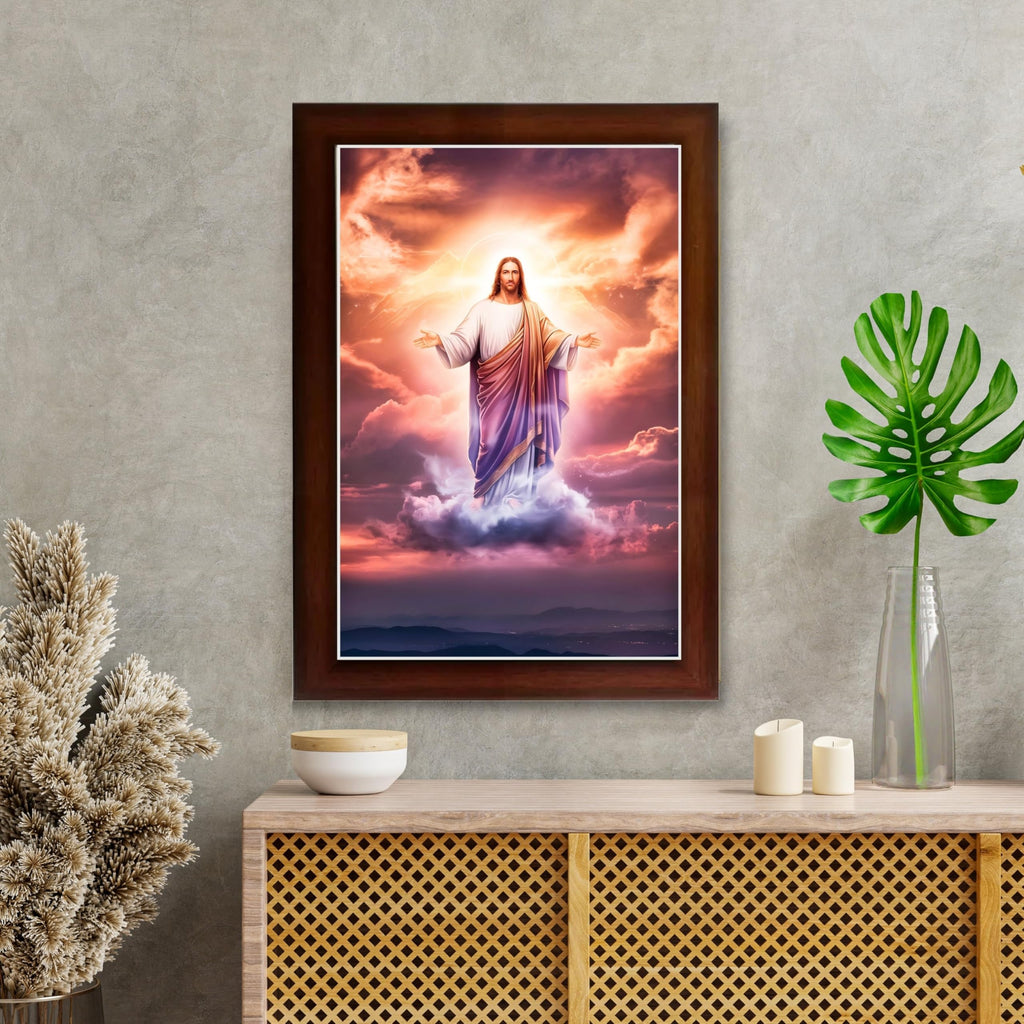 CRAFT QUEST Lord Jesus Christ Blessing Wall Artwork Wood Photo Frame Wall Hanging Décor and Gift Item
