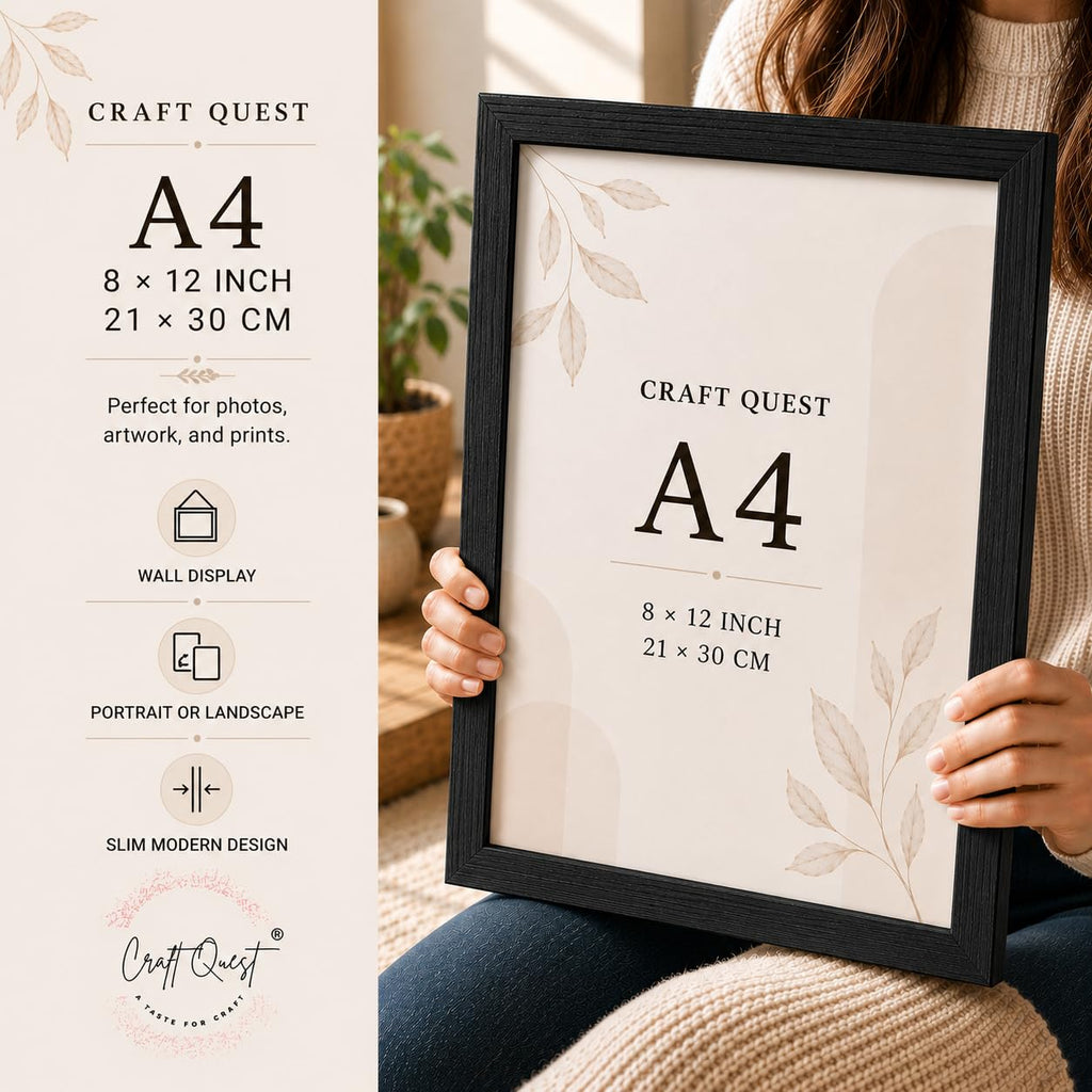 CRAFT QUEST 4X6 Inch Size synthetic Wall Mount Photo frames Single For Home Decoration, Living Room, Office Decoration (Natural, Set of 1)
