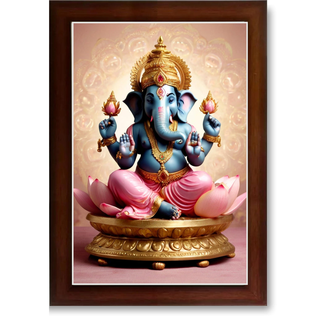 CRAFT QUEST God Ganesh Ganpati ji Ganesha Art Framed Painting Ready to Hang