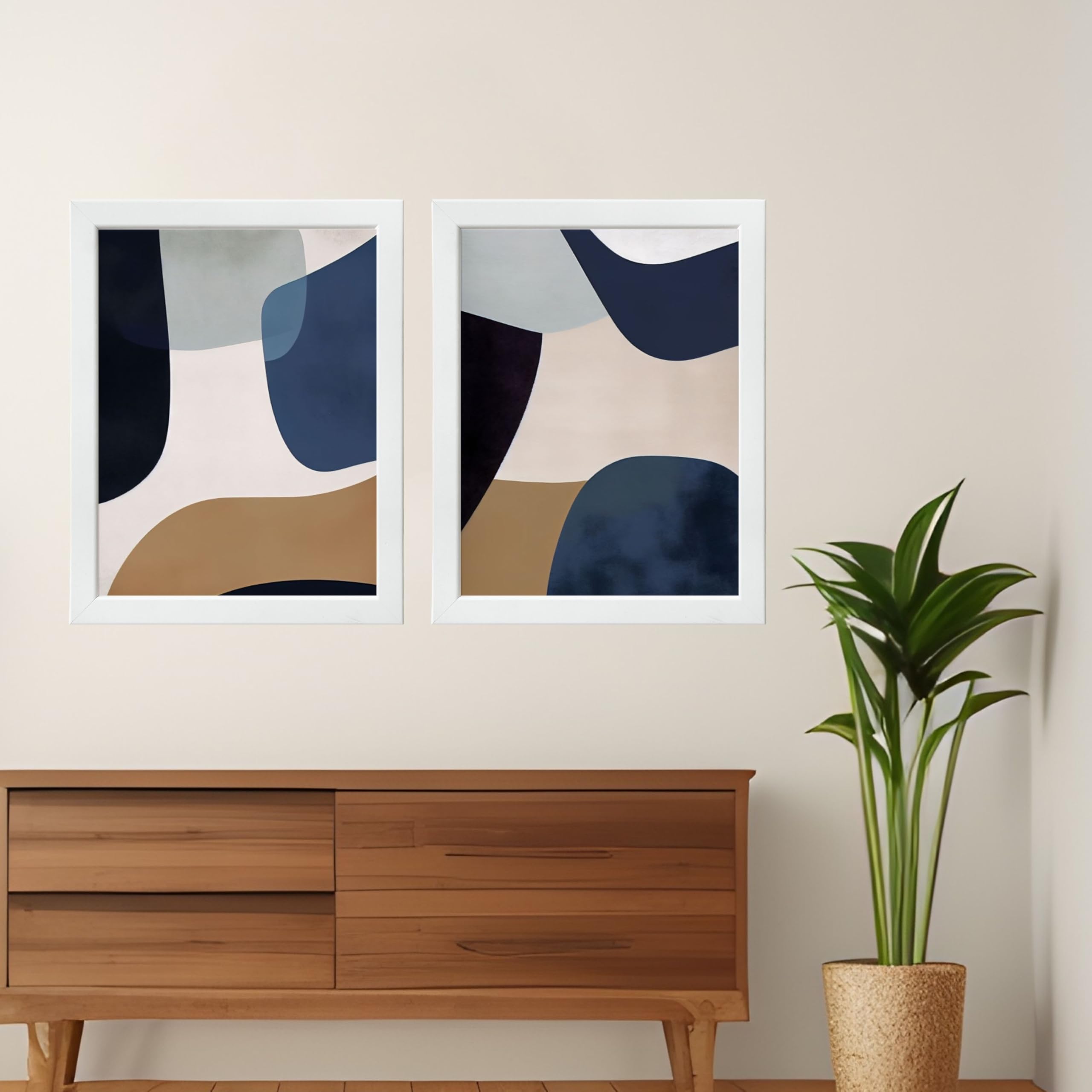 CRAFT QUEST Wall Art Decor Paintings | Set of 2 Abstract Wall Art Frames for Home Decoration | Perfect for Living Room, Bedroom & Office