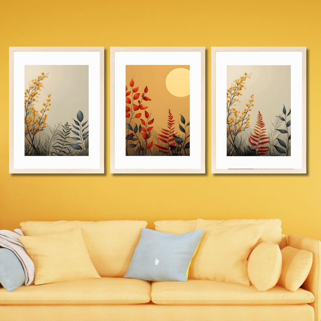 CRAFT QUEST Wall Art Decor Paintings | Set of 3 FLORAL Wall Art Frames for Home Decoration | Ideal for Living Room, Bedroom & Offices