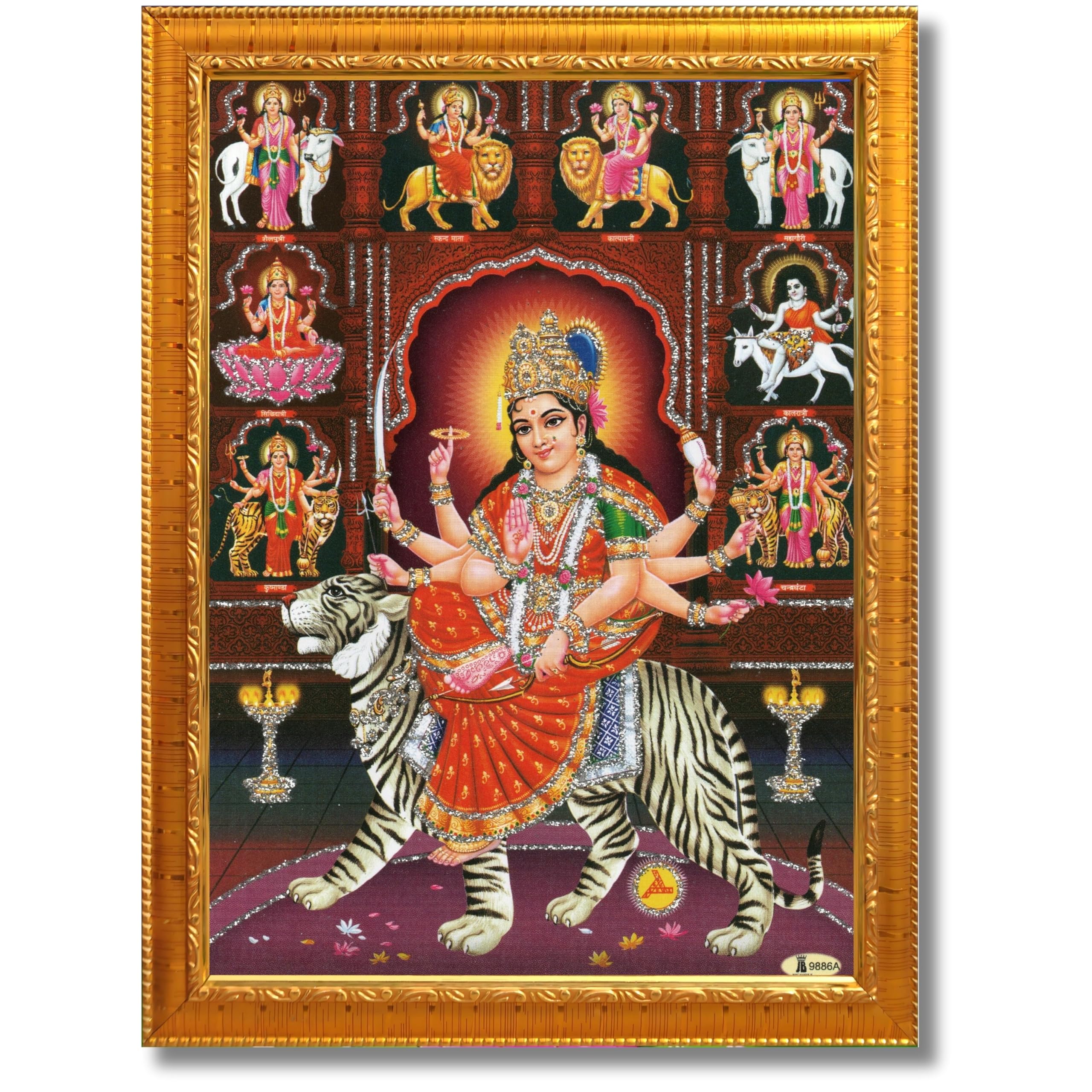 CRAFT QUEST Durga Mata Goddess Navadurga Navdurga Wall Painting Framed Home Décor