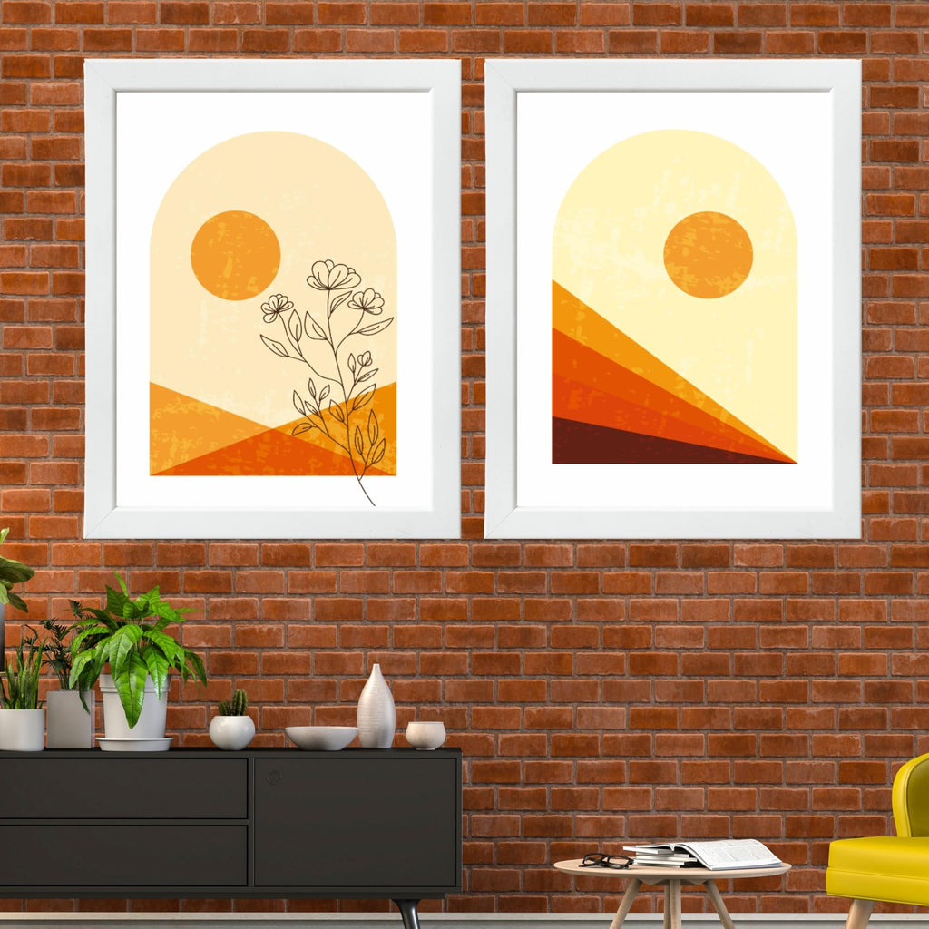 CRAFT QUEST Wall Art Decor Paintings | Set of 2 Floral Wall Art Frames for Home Decoration | Perfect for Living Room, Bedroom & Office