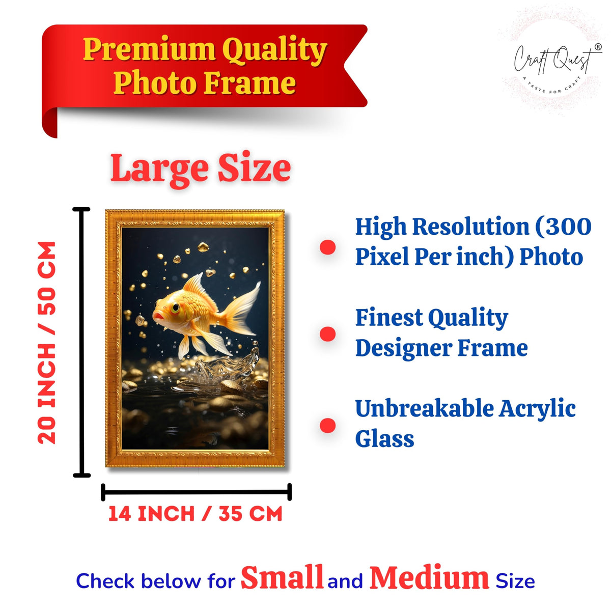 CRAFT QUEST Vastu Fishes Painting With Floating Frame Home Office Wall Decor | Paintings for Home Decoration, Living room, Bedroom and Office Décor