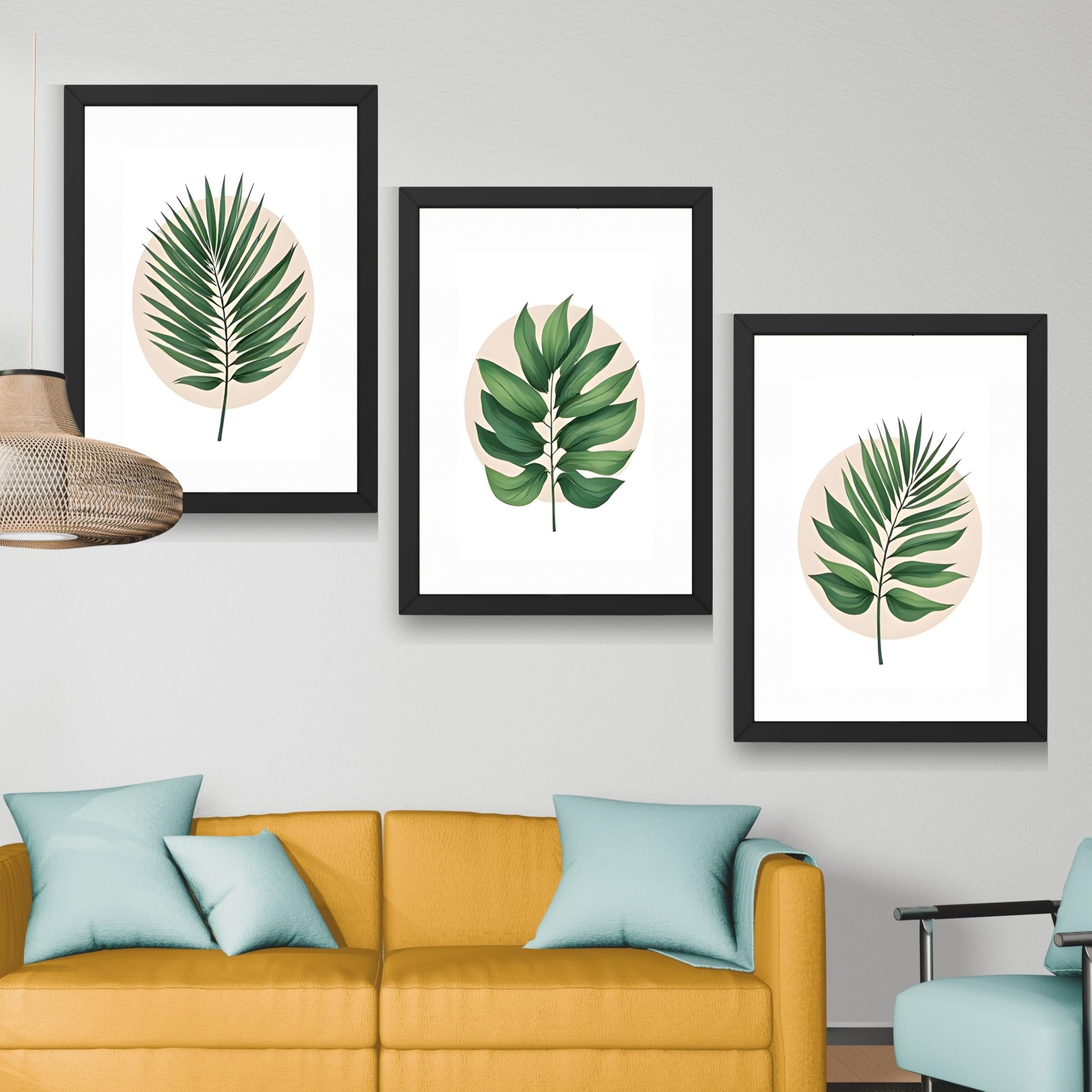 CRAFT QUEST Wall Art Decor Paintings | Set of 3 FLORAL Wall Art Frames for Home Decoration | Ideal for Living Room, Bedroom & Offices
