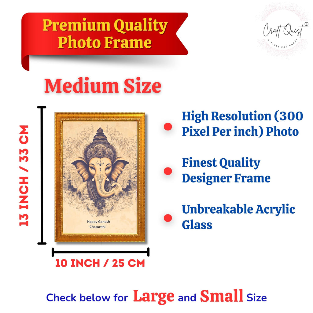 CRAFT QUEST Lord Ganpati Ganesh God Frame for Pooja Room & Wall Decor GA-253