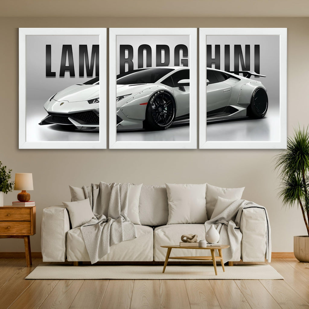 VENUXE ARTS Set Of 3 Big Sports Cars Framed Posters Gift Items for Boys Room Wall Decoration Bedroom Living Room Office Studio Décor | Car Poster Frame for Wall Décor