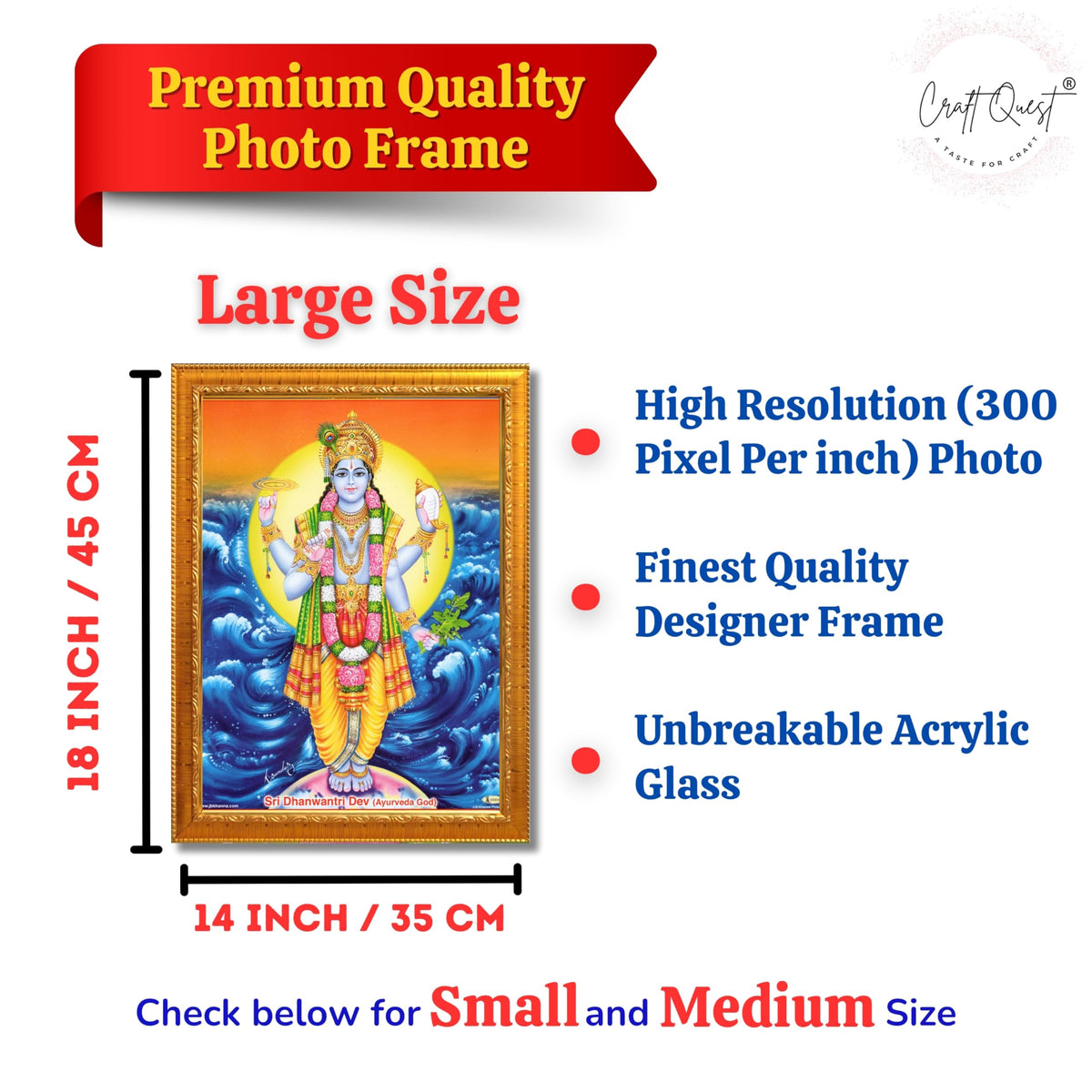 CRAFT QUEST Dhanvantari/Dhanvantri God of Health and Ayurveda Photo Frame