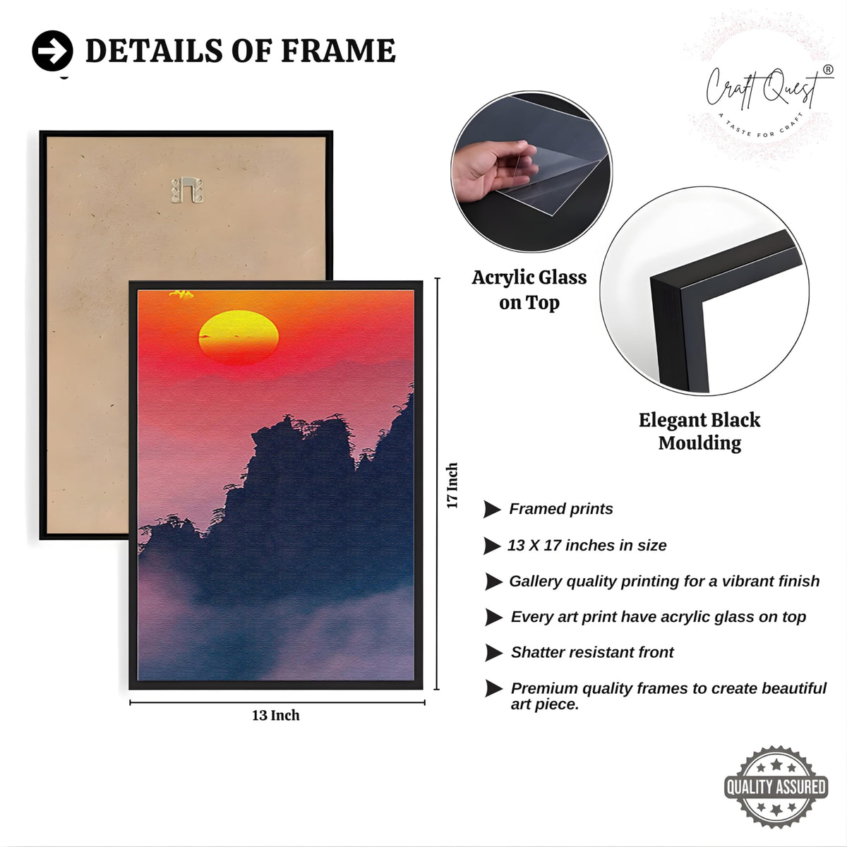 CRAFT QUEST Nature Inspired Mountains & Clouds Wall Art | Set of 3 Frames for Home Decoration | Ideal for Living Room, Bedroom & Offices