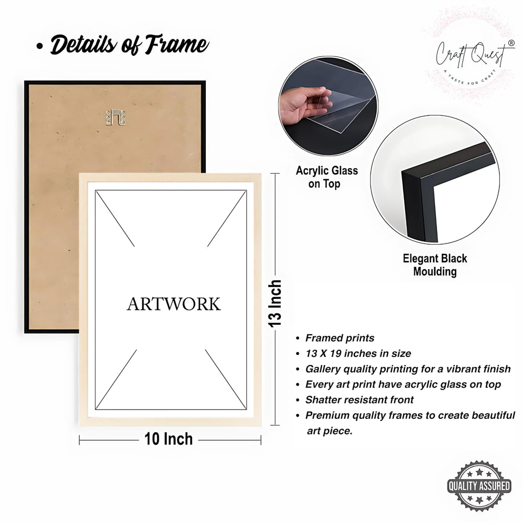 CRAFT QUEST Wall Art Decor Paintings | Set of 2 Minimalist Wall Art Frames for Home Decoration | Perfect for Living Room, Bedroom & Office