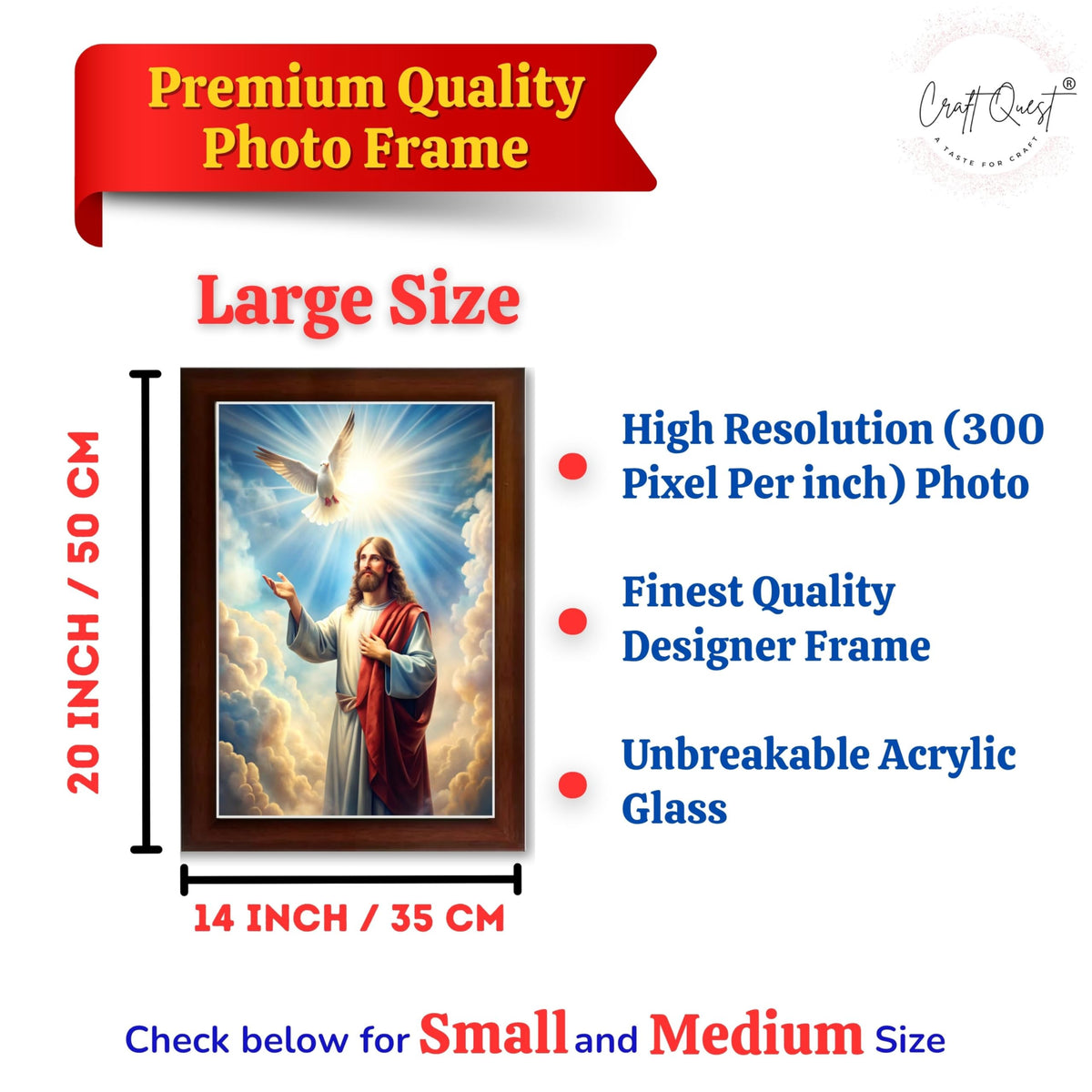 CRAFT QUEST Lord Jesus Christ Christmas Photo Frame Decor For Wall/Table/Room