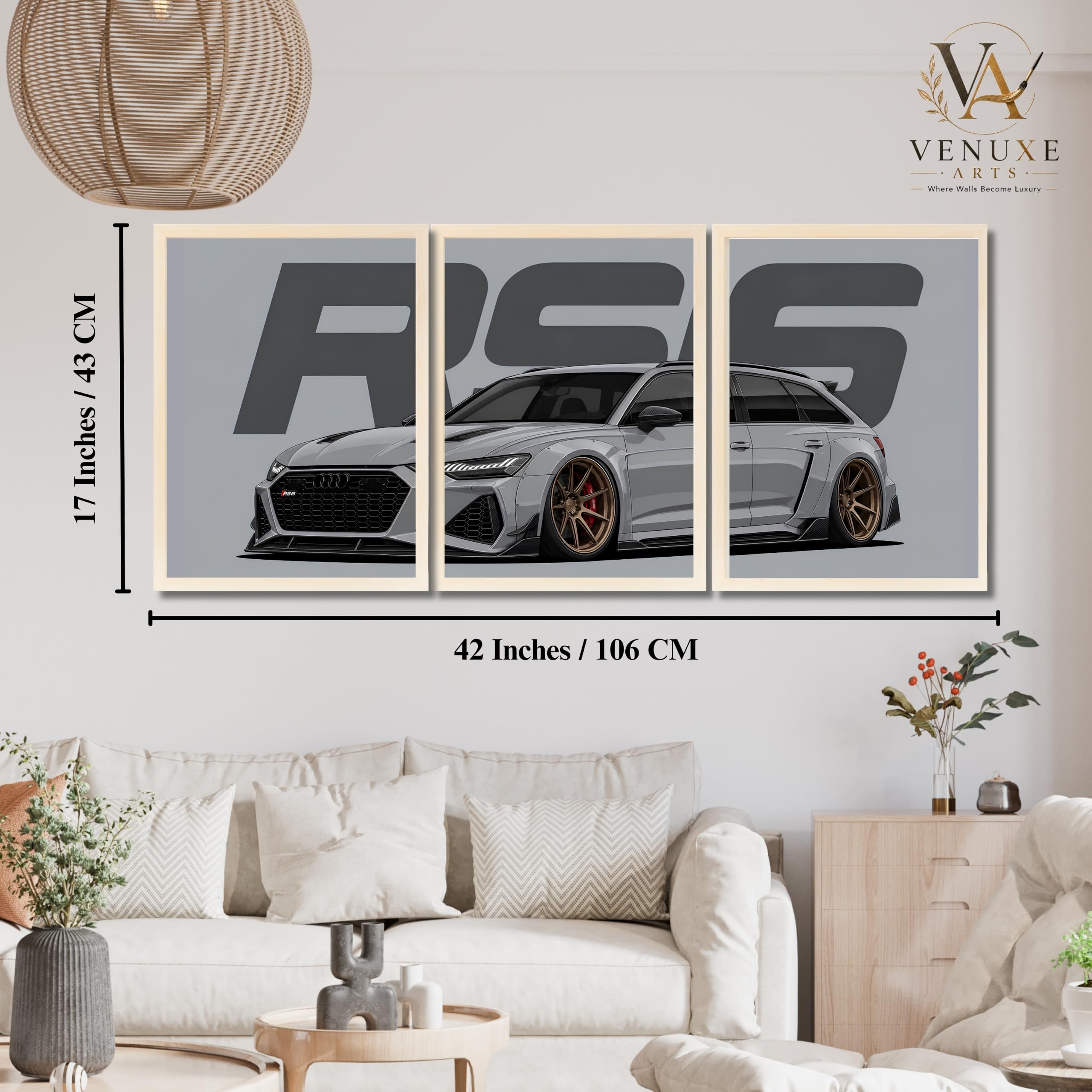VENUXE ARTS Set Of 3 Big Sports Cars Framed Posters Gift Items for Boys Room Wall Decoration Bedroom Living Room Office Studio Décor | Car Poster Frame for Wall Décor
