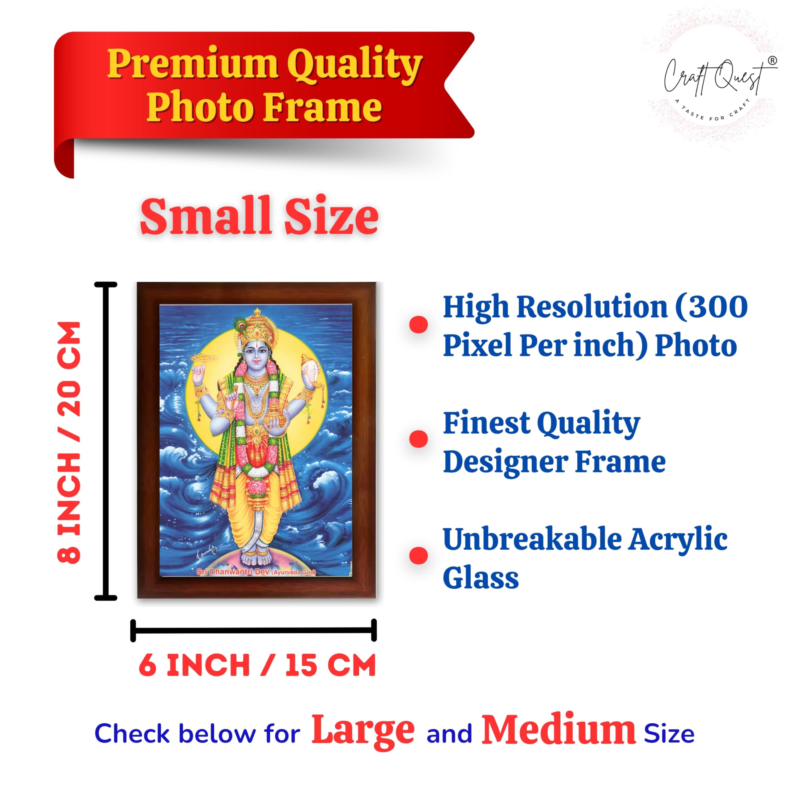 CRAFT QUEST Dhanvantari/Dhanvantri God of Health and Ayurveda Photo Frame