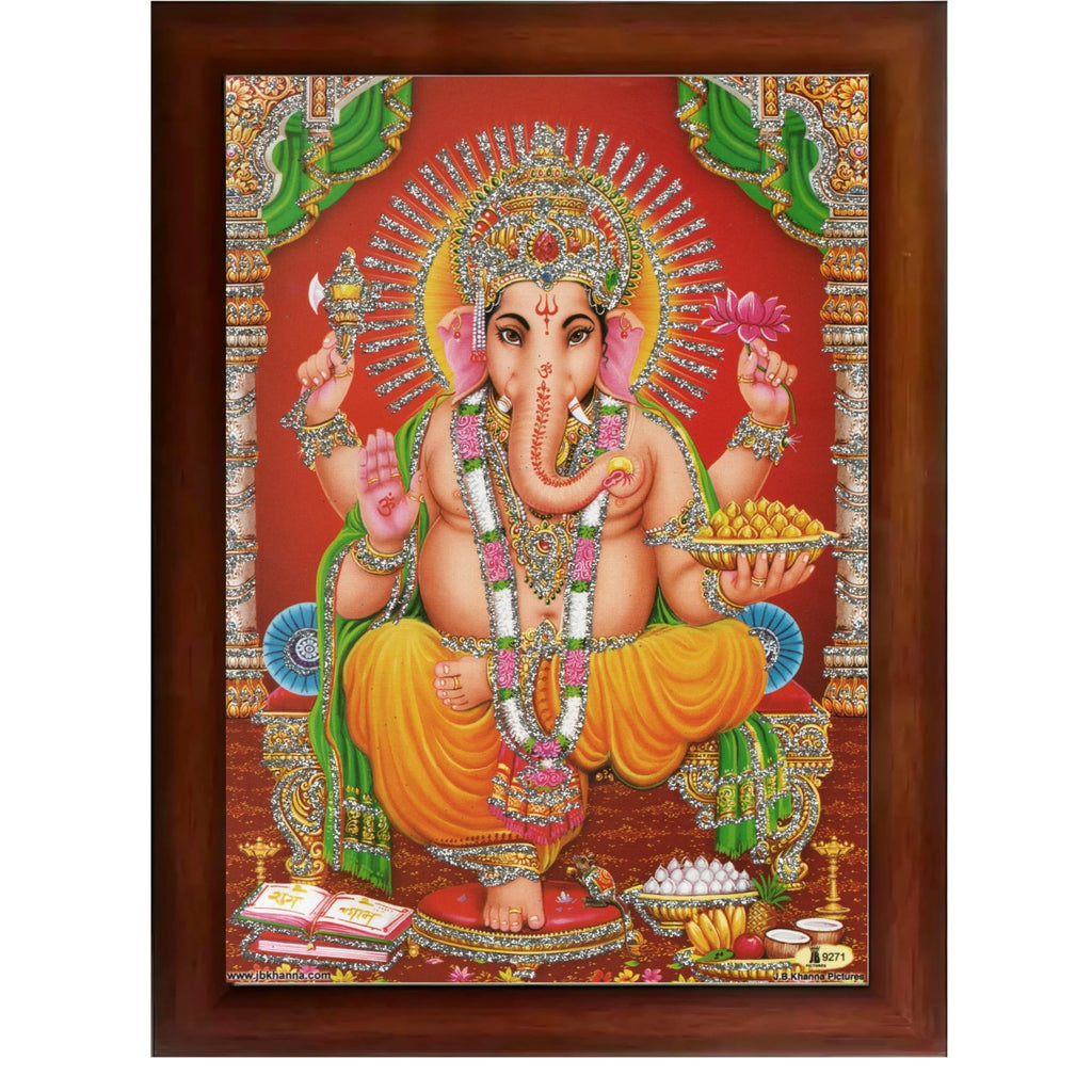 CRAFT QUEST Lord Ganpati Ganesha Modern Wall Art Painting With Frame For Pooja, Home and Office Decor Item
