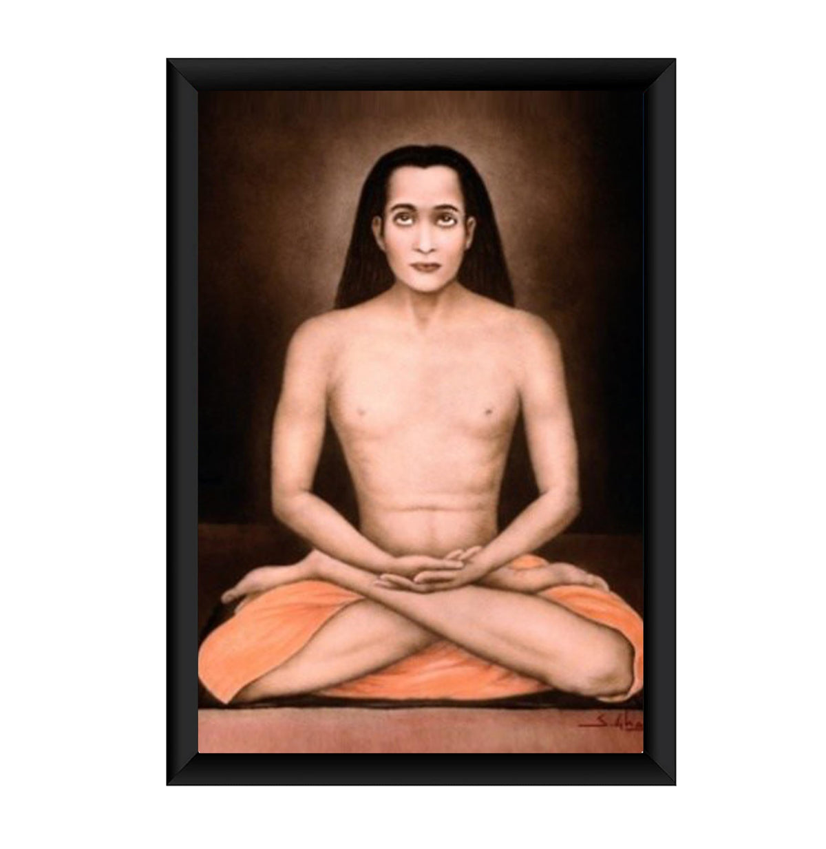 CRAFT QUEST Mahavatar Babaji Photo Frame For Wall Table Size Small ( 6x8 inches, Acrylic Glass),Black