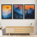 CRAFT QUEST Nature Inspired Landscape With Trees & Mountains Wall Art | Set of 3 Frames for Home Decoration | Ideal for Living Room, Bedroom & Offices