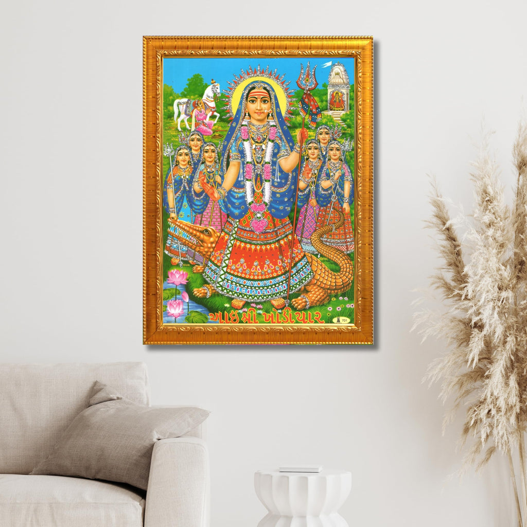 CRAFT QUEST Khodiyar Maa Mata Wall Painting Framed Home Décor wooden frame